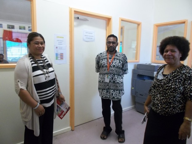 New Zealand High commissioner Tony Fautua's  wife - Ms Ina Fautua (Right), Bernard Paru Anglicare POM Branch Manager, Ms. Heni Meke Anglicare PNG Inc. National Director. August 2014. Mrs Fautua made a courtesy visit to Anglicare. She praised the services provided and the work done by the staff. 