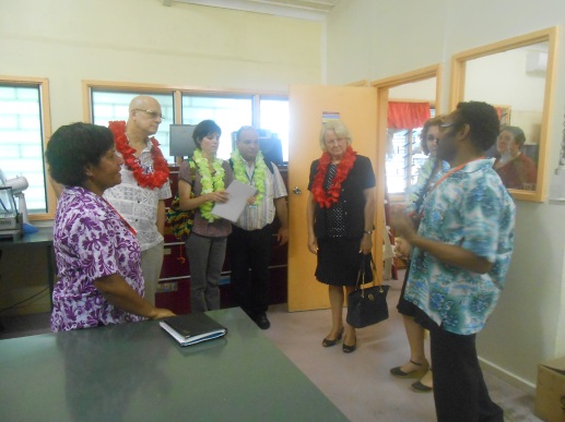 Bernard Paru Branch Manager brief the UNAIDS delegation of the Port Moresby Branch running programs 