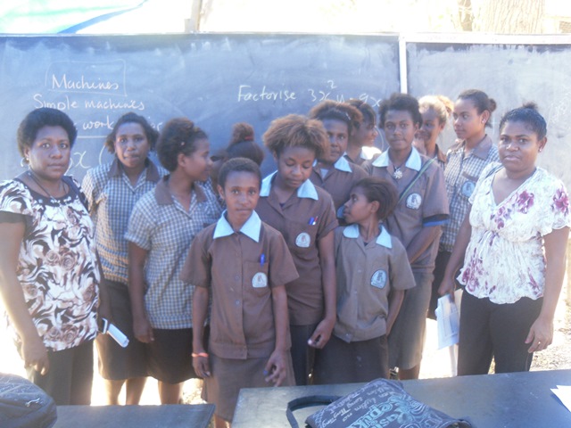 Senior students of St Francis Primary School with the WASH Field Team after the Focus Group Discussion at their School. October 2014. PNG