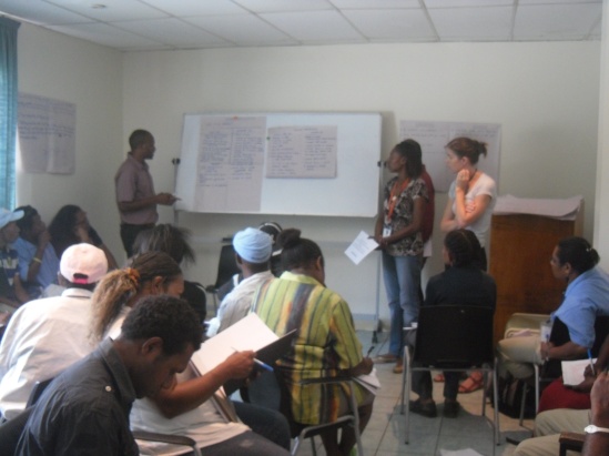 Child Protection Policy Training facilitated by Ms. Hannah Staines (standing 1st from right) in Port Moresby, Weigh Inn Conference Room, Konedobu. November 2014 