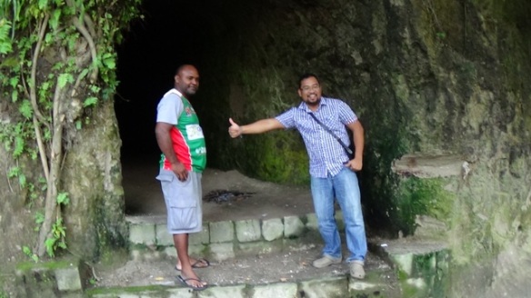 Speer (L) and Dennis (R) take a tour of the WWII sites in and around Rabual.